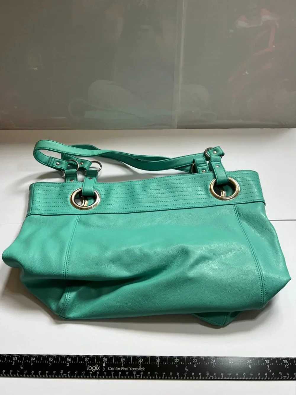 Hobo Bag in Aqua with Blue Striped Lining